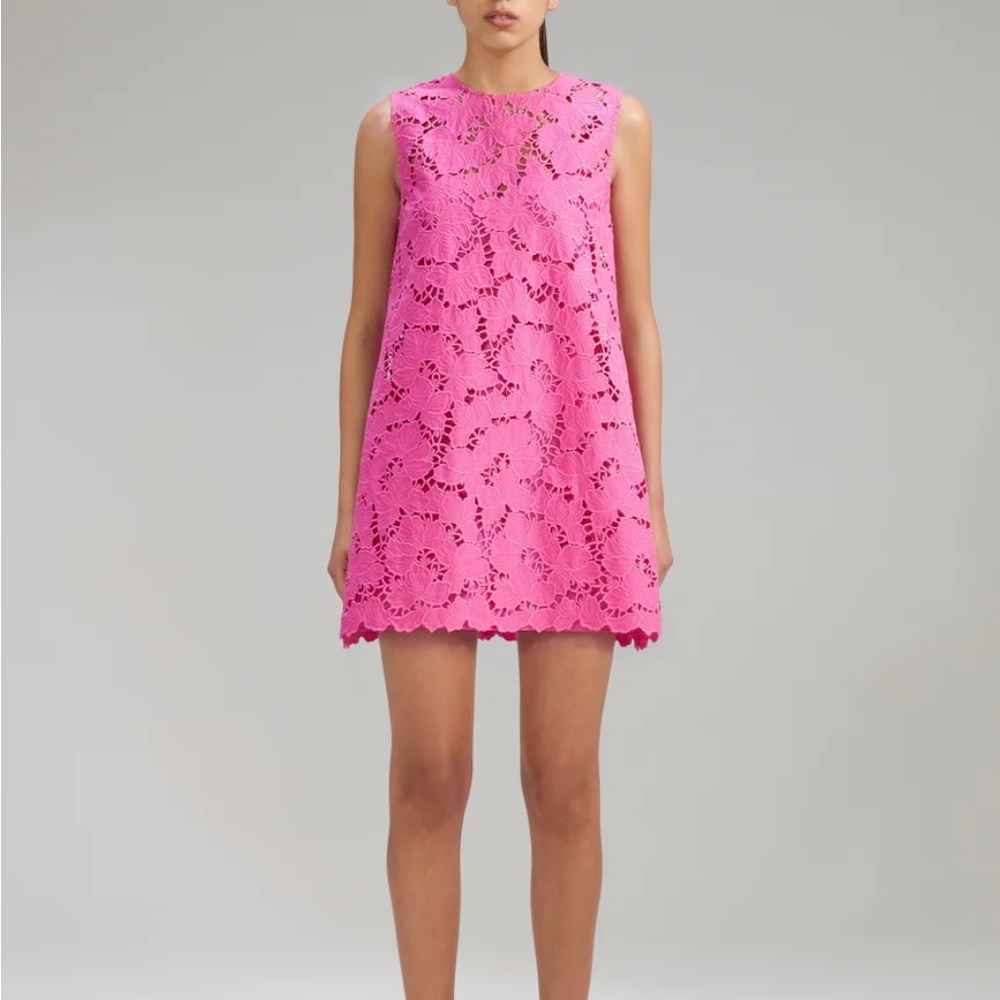 Pink Cotton Lace Mini Dress